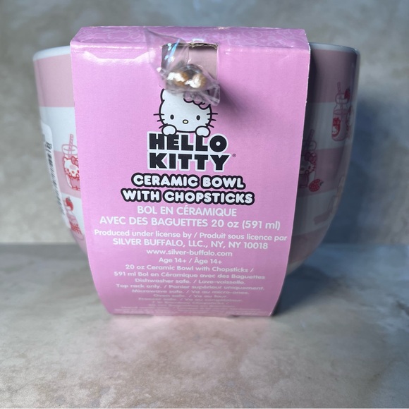 Hello Kitty Ceramic Bowl w/ Chopsticks - Picture 5 of 6